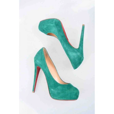 Pre-owned Christian Louboutin Bianca Turquoise Suede Heels