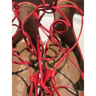 Pre-owned Aquazzura Christy Patent Leather Ballet Flats In Red