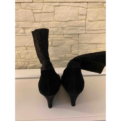 Pre-owned Acne Studios Tweed Ankle Boots In Black