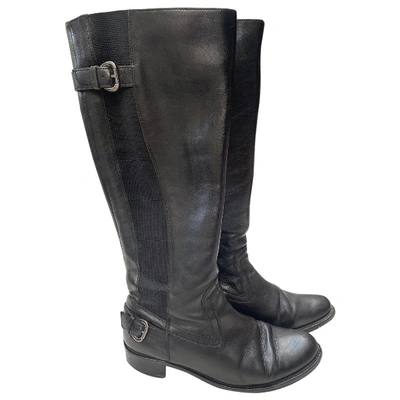 Pre-owned Dune Leather Riding Boots In Black