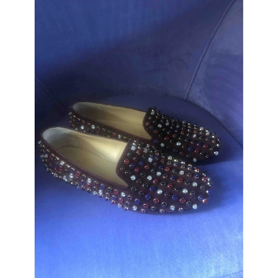 Pre-owned Christian Louboutin Flats In Burgundy