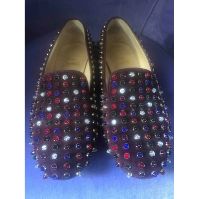 Pre-owned Christian Louboutin Flats In Burgundy