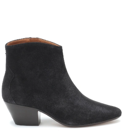 Shop Isabel Marant Dacken Suede Ankle Boots In Black