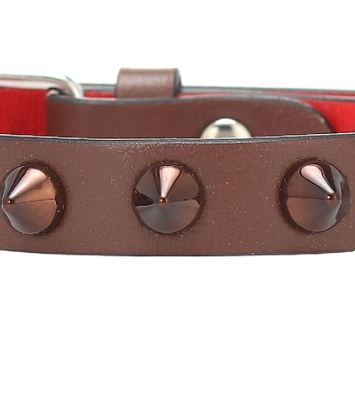 Shop Christian Louboutin Loubilink Studded Leather Bracelet In Brown