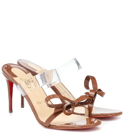 Shop Christian Louboutin Just Nodo 85 Pvc And Patent Leather Sandals In Brown