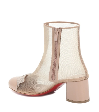 Shop Christian Louboutin Checkypoint Mesh Ankle Boots In Beige