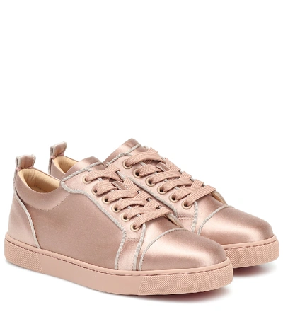 Shop Christian Louboutin Louis Junior Silk-satin Sneakers In Pink