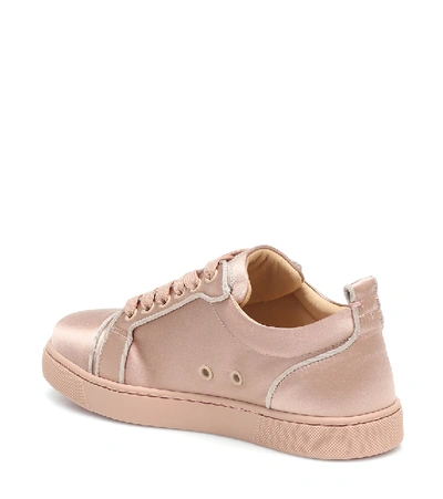 Shop Christian Louboutin Louis Junior Silk-satin Sneakers In Pink