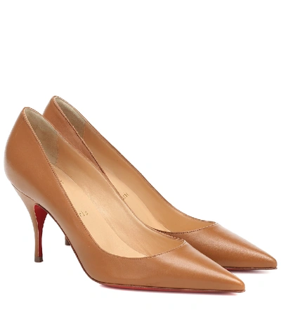 Shop Christian Louboutin Clare 80 Leather Pumps In Brown