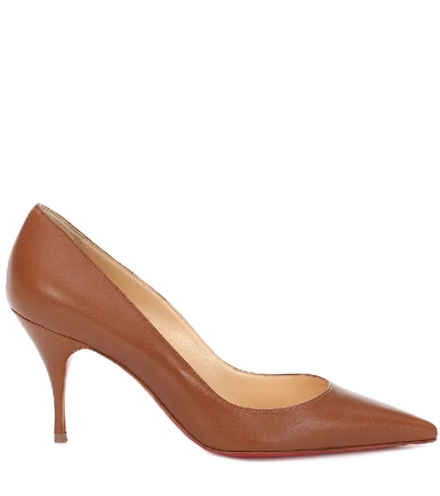 Shop Christian Louboutin Clare 80 Leather Pumps In Brown