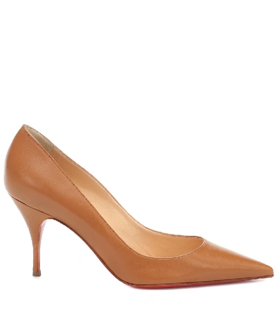 Shop Christian Louboutin Clare 80 Leather Pumps In Brown