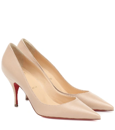 Shop Christian Louboutin Clare 80 Leather Pumps In Beige