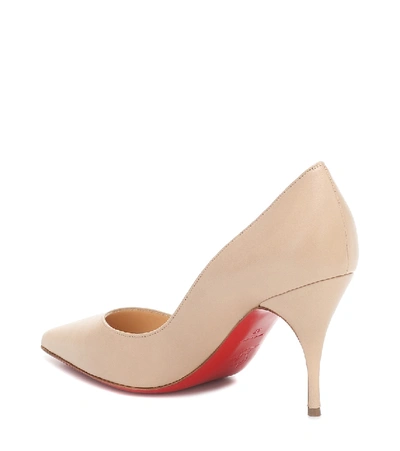 Shop Christian Louboutin Clare 80 Leather Pumps In Beige