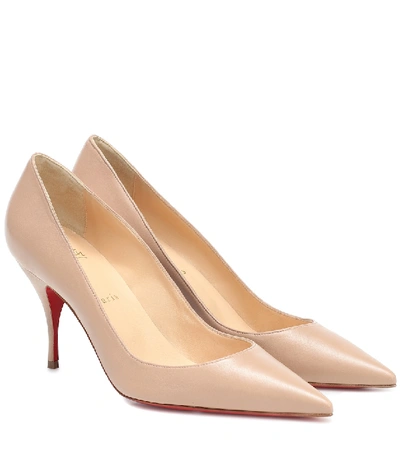 Shop Christian Louboutin Clare 80 Leather Pumps In Beige