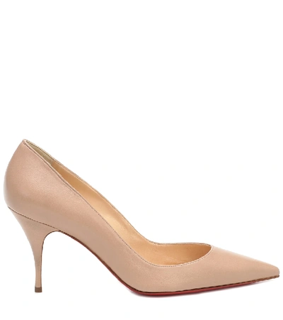 Shop Christian Louboutin Clare 80 Leather Pumps In Beige