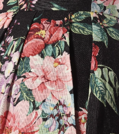 Shop Zimmermann Bellitude Floral Linen Cropped Pants In Multicoloured