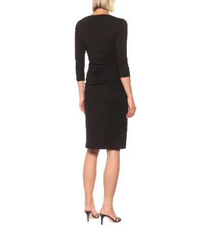 Shop Dorothee Schumacher Fascinating Drapes Ruched Cotton-blend Midi Dress In Black