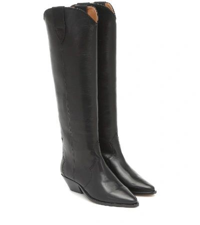 Shop Isabel Marant Denvee Leather Knee-high Boots In Black