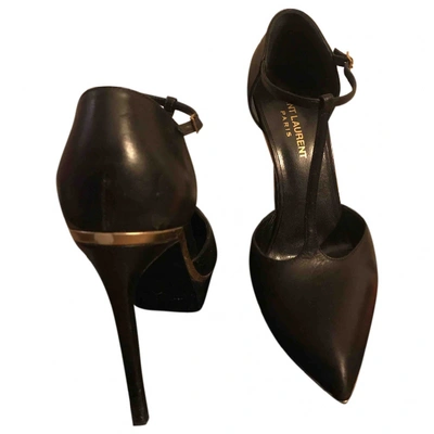 Pre-owned Saint Laurent Janis Black Leather Heels