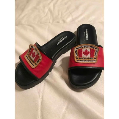 Pre-owned Dsquared2 Leather Mules & Clogs In Red