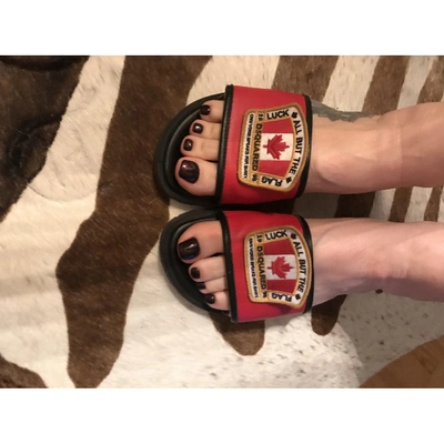 Pre-owned Dsquared2 Leather Mules & Clogs In Red