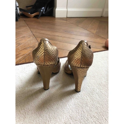 Pre-owned Versace Gold Python Sandals