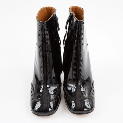 Pre-owned Chloé Patent Leather Ankle Boots In Black
