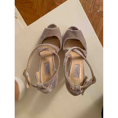 Pre-owned Luisa Beccaria Velvet Sandals In Grey