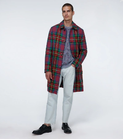 Shop Ami Alexandre Mattiussi Tartan Wool Coat In Multicoloured