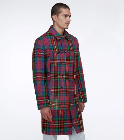 Shop Ami Alexandre Mattiussi Tartan Wool Coat In Multicoloured