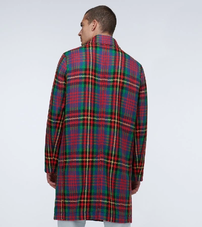 Shop Ami Alexandre Mattiussi Tartan Wool Coat In Multicoloured