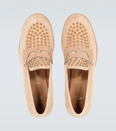 Shop Christian Louboutin Montezupik Suede Loafers In Beige