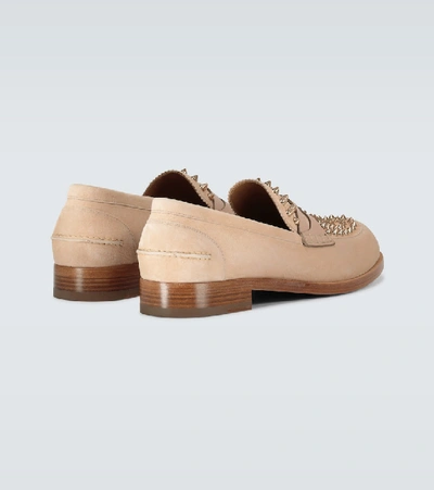 Shop Christian Louboutin Montezupik Suede Loafers In Beige