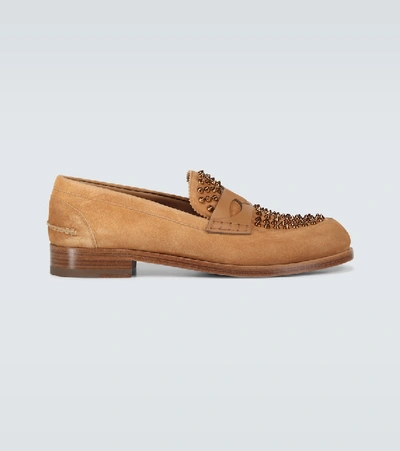 Shop Christian Louboutin Montezupik Suede Loafers In Brown