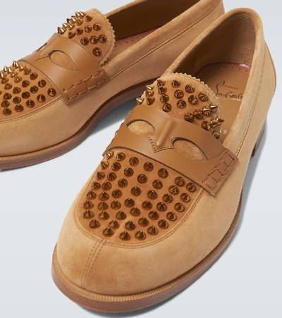 Shop Christian Louboutin Montezupik Suede Loafers In Brown