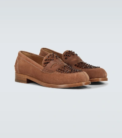Shop Christian Louboutin Montezupik Suede Loafers In Brown