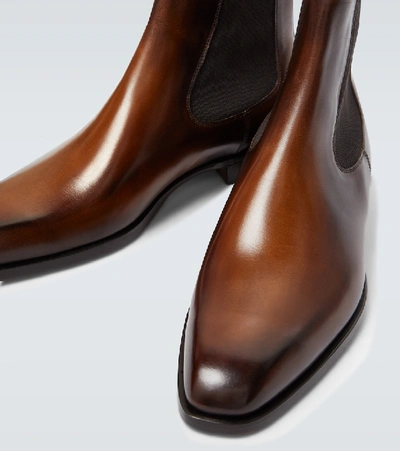 Shop Berluti Caractère Capri Leather Boots In Brown