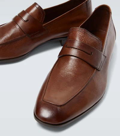 Shop Berluti Lorenzo Leather Loafers In Brown