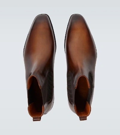 Shop Berluti Caractère Capri Leather Boots In Brown