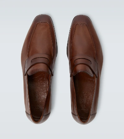 Shop Berluti Lorenzo Leather Loafers In Brown