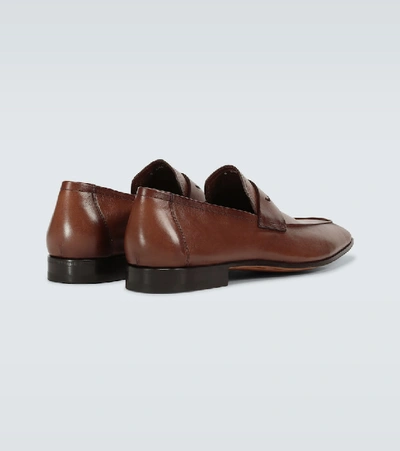 Shop Berluti Lorenzo Leather Loafers In Brown