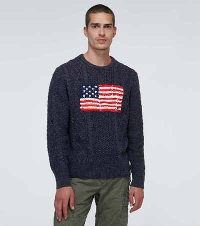 Polo Ralph Lauren Aran Patchwork-flag Jumper In Blue | ModeSens