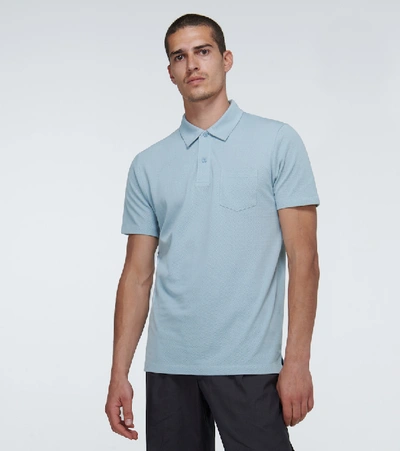 Shop Sunspel Riviera Cotton Polo Shirt In Blue