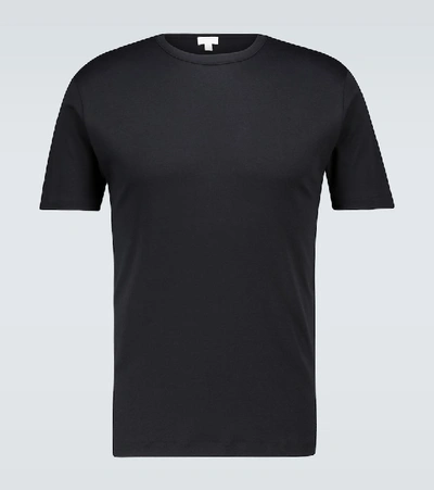 Shop Sunspel Sea Island Short-sleeved T-shirt In Black