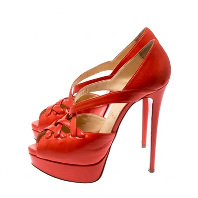 Pre-owned Christian Louboutin Orange Leather Heels