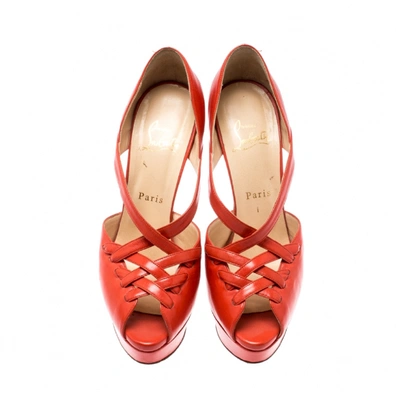 Pre-owned Christian Louboutin Orange Leather Heels