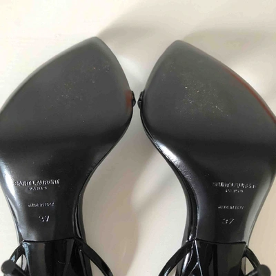 Pre-owned Saint Laurent Jamie Patent Leather Sandals In Black