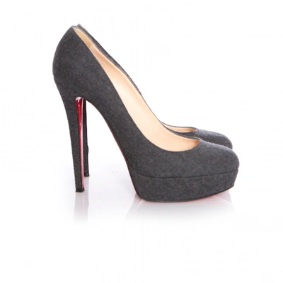 Pre-owned Christian Louboutin Bianca Cloth Heels In Grey
