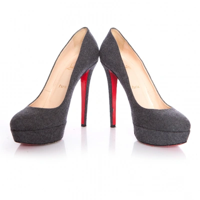 Pre-owned Christian Louboutin Bianca Cloth Heels In Grey