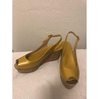 Pre-owned Jimmy Choo Patent Leather Sandals In Yellow